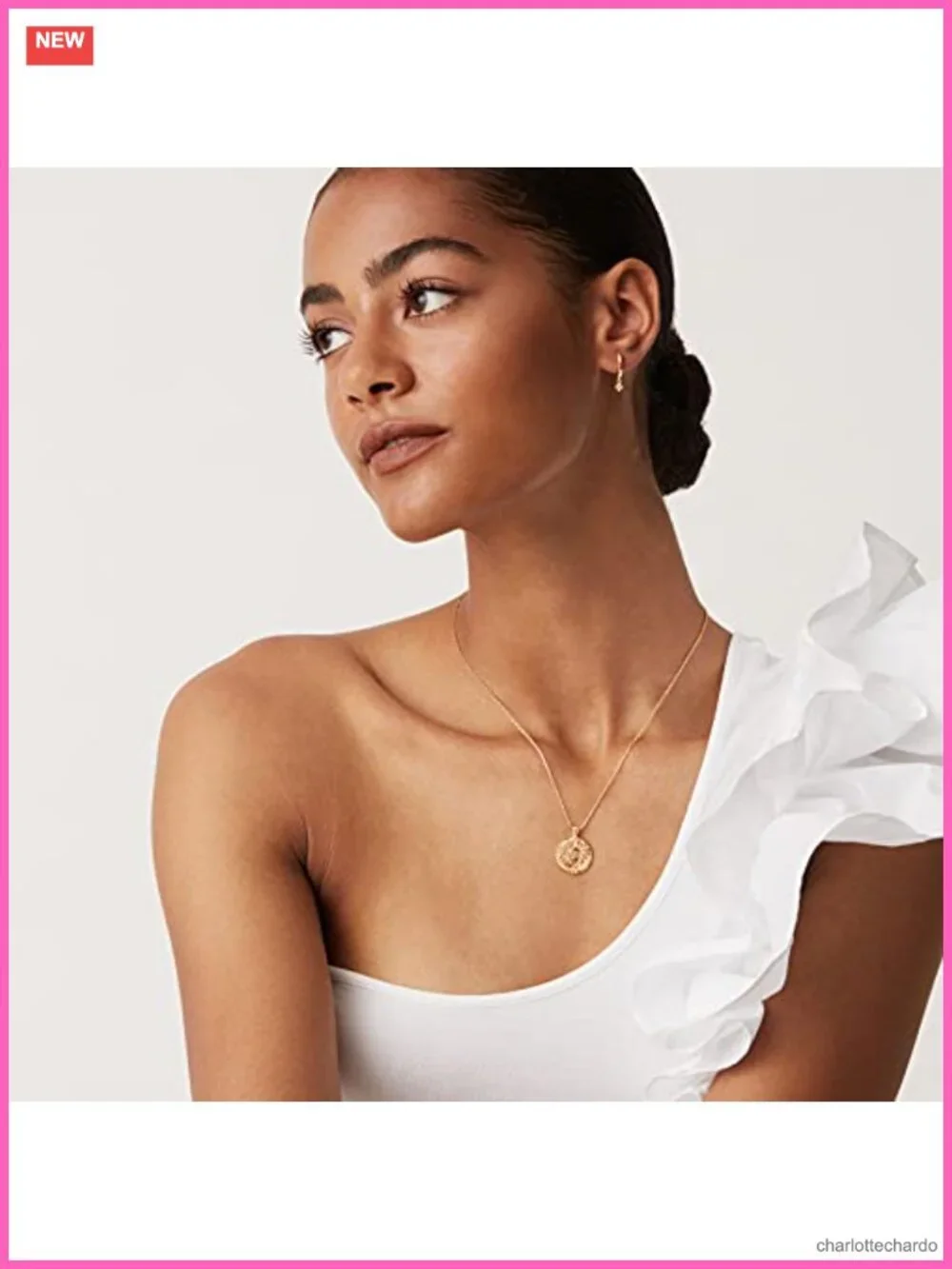 Moon Star Coin Pendant Necklace, 14K Yellow Gold Plated, Adjustable Chain